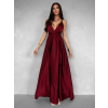 Vínové variabilní saténové šaty VALERDI  a rozparkem