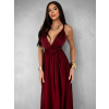 Vínové variabilní saténové šaty VALERDI  a rozparkem