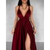 Vínové variabilní saténové šaty VALERDI  a rozparkem