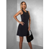 Tmavě šedé krátké áčkové jednoduché šaty SYRANA