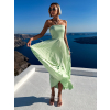 Světle zelené plisované šaty CAPRIE bez ramínek