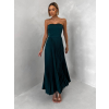 Smaragdové letní plisované šaty CAPRIE bez ramínek