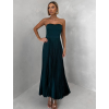 Smaragdové letní plisované šaty CAPRIE bez ramínek