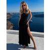 Černé dlouhé letní basic šaty EGMONT s rozparkem
