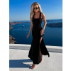 Černé dlouhé letní basic šaty EGMONT s rozparkem