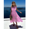 Růžové bavlněné letní dlouhé šaty MARISE