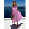 Růžové bavlněné letní dlouhé šaty MARISE