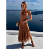 Hnědé letní dlouhé šaty FLINTYE