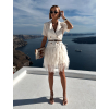 Krémové krátké letní šaty ARLINA s páskem