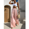 Světle růžové dlouhé saténové široké kalhoty SITAKE