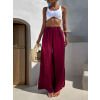 Vínové saténové dlouhé široké kalhoty SITAKE