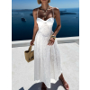 Bílé bavlněné dlouhé letní šaty SPINLOT na ramínka