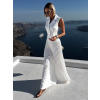 Bílý elegantní plisovaný kalhotový komplet WALTERIA