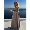 Šedohnědé mušelínové dlouhé oversize maxi šaty CHASTE