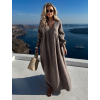 Šedohnědé mušelínové dlouhé oversize maxi šaty CHASTE
