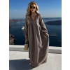 Šedohnědé mušelínové dlouhé oversize maxi šaty CHASTE