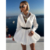 Bílé 100% bavlna košilové krátké šaty ELINNA s páskem