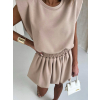 Béžový teplákový krátký komplet TAPPY se sukní