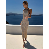 Béžové dlouhé letní šaty FISCONY