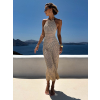 Béžové dlouhé letní šaty FISCONY