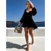 Černé vzdušné krátké šaty ETHAN s vázáním