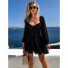 Černé vzdušné krátké šaty ETHAN s vázáním
