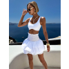 Bílá bavlněná letní mini sukně FARINA s volány