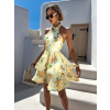 Žluté květinové krátké šaty FLORENY s volány