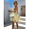 Žluté květinové krátké šaty FLORENY s volány
