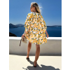 Žluté 100% bavlna letní oversize krátké šaty TUNDRA s citróny