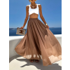 Hnědá hedvábná maxi dlouhá sukně SAGELA