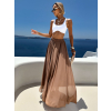 Hnědá hedvábná maxi dlouhá sukně SAGELA