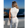 Bílý elegantní řasený top BALEFIRE