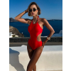 Červené jednodílné plavky SOULO s průstřihy