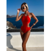 Červené jednodílné plavky SOULO s průstřihy