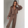 Hnědý kalhotový elegantní komplet COLEMYA