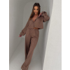 Hnědý kalhotový elegantní komplet COLEMYA