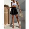 Černá saténová zavinovací krátká sukně YENKEE