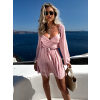 Světle růžové koktejlové mini šaty ETHAN s vázáním