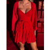 Červené koktejlové mini šaty ETHAN s vázáním