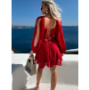 Červené koktejlové mini šaty ETHAN s vázáním