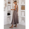 Šedohnědé dlouhé letní elegantní šaty HEXINY