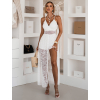 Bílé elegantní dlouhé letní krajkové šaty XAVIA