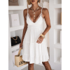 Bílé letní krátké šaty DELURA na ramínka s výstřihem