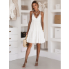 Bílé letní krátké šaty DELURA na ramínka s výstřihem