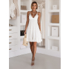 Bílé letní krátké šaty DELURA na ramínka s výstřihem