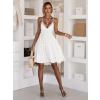Bílé letní krátké šaty DELURA na ramínka s výstřihem