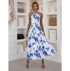 Bílo-modré dlouhé letní šaty NYTRAY