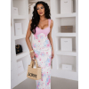 Bílorůžové květinové letní šaty ALVYNA