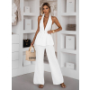 Bílý elegantní kalhotový dlouhý komplet OLENIRI